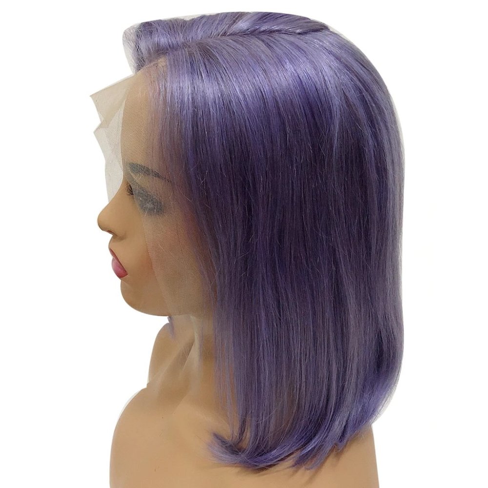 100% Human Hair Bob Wig Ombre Lilac/blue/grey  14"